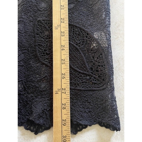 Modelia Women’s XXL Black Short Sleeve Cotton Poly Lace Embroidered Tunic Top - Picture 6 of 8